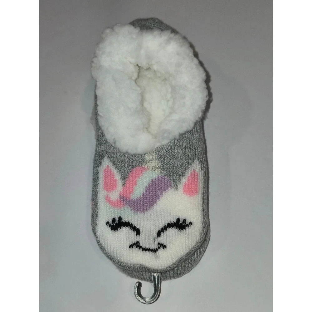 Northeast Outfitters Cozy Cabin Unicorn Slippers Youth‎ Size 10K-4 Gray